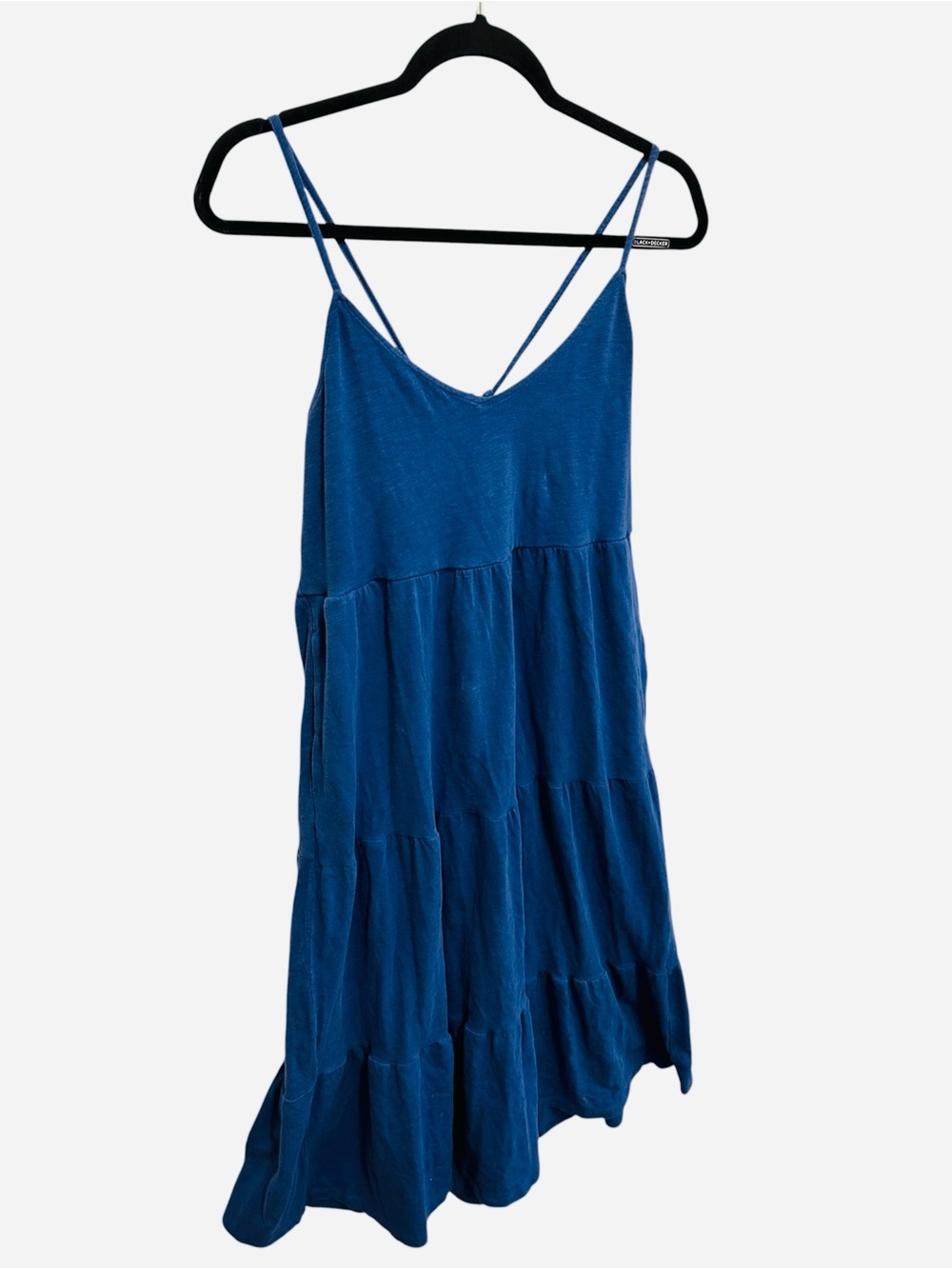 Old Navy blue slub knit tie back tiered midi cami swing dress Size M - Picture 7 of 12
